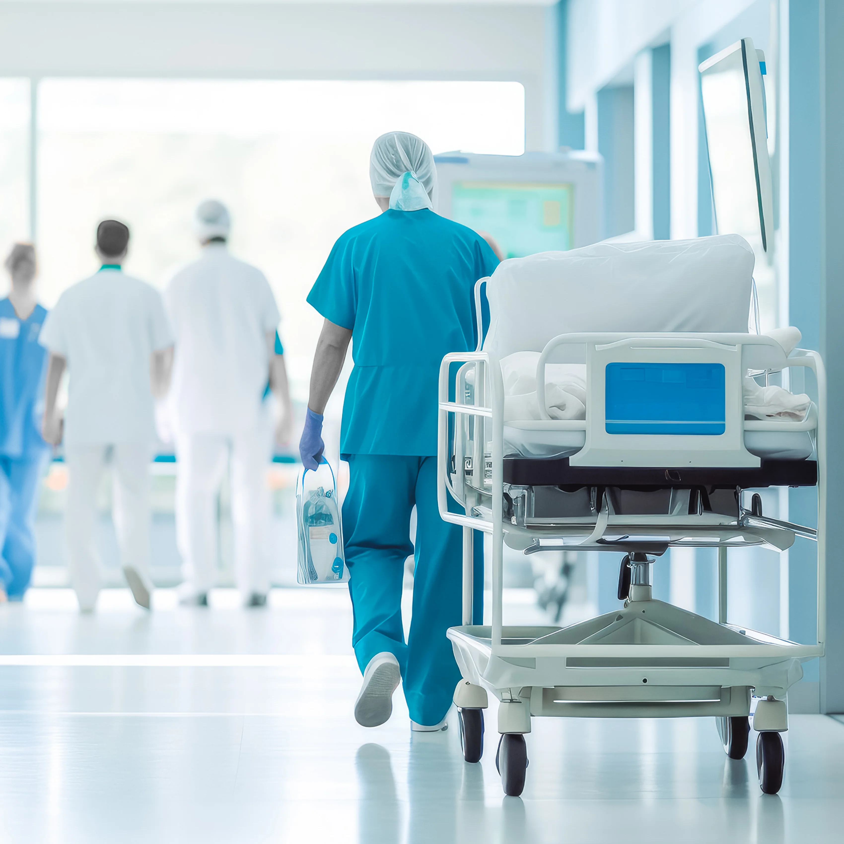 Image of a hospital corridor with doctors