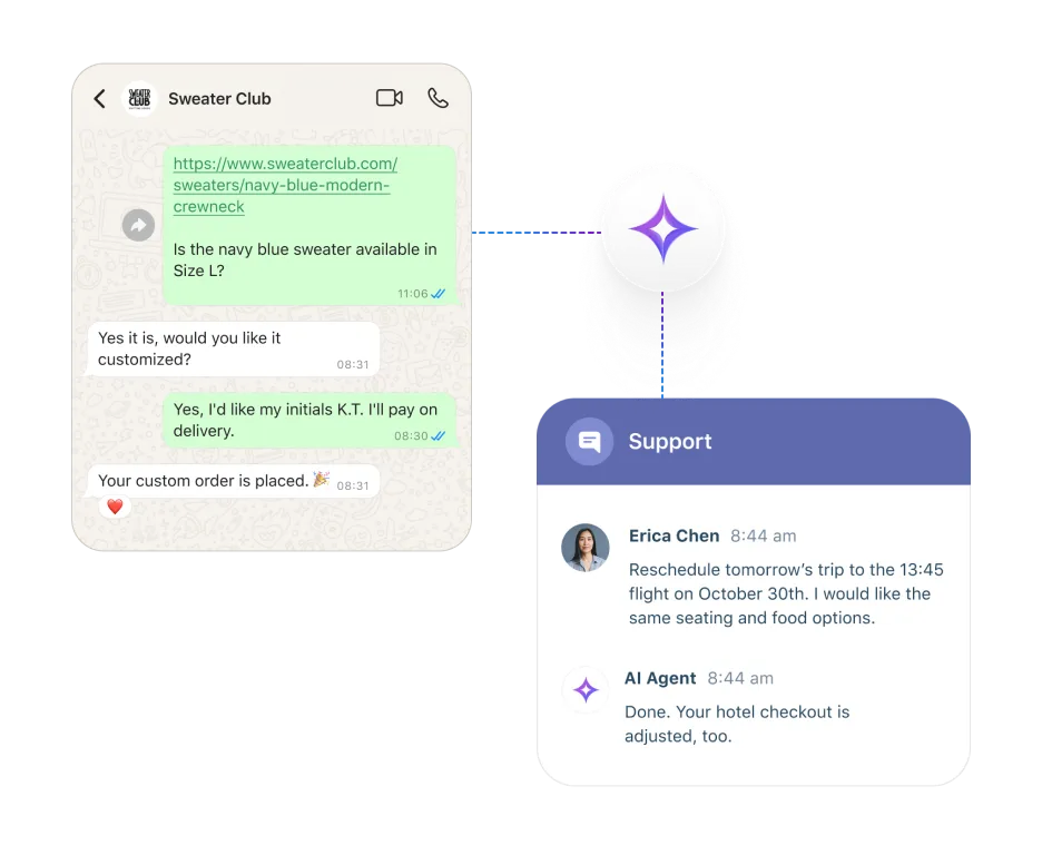 Launch AI agents in minutes interface mockup