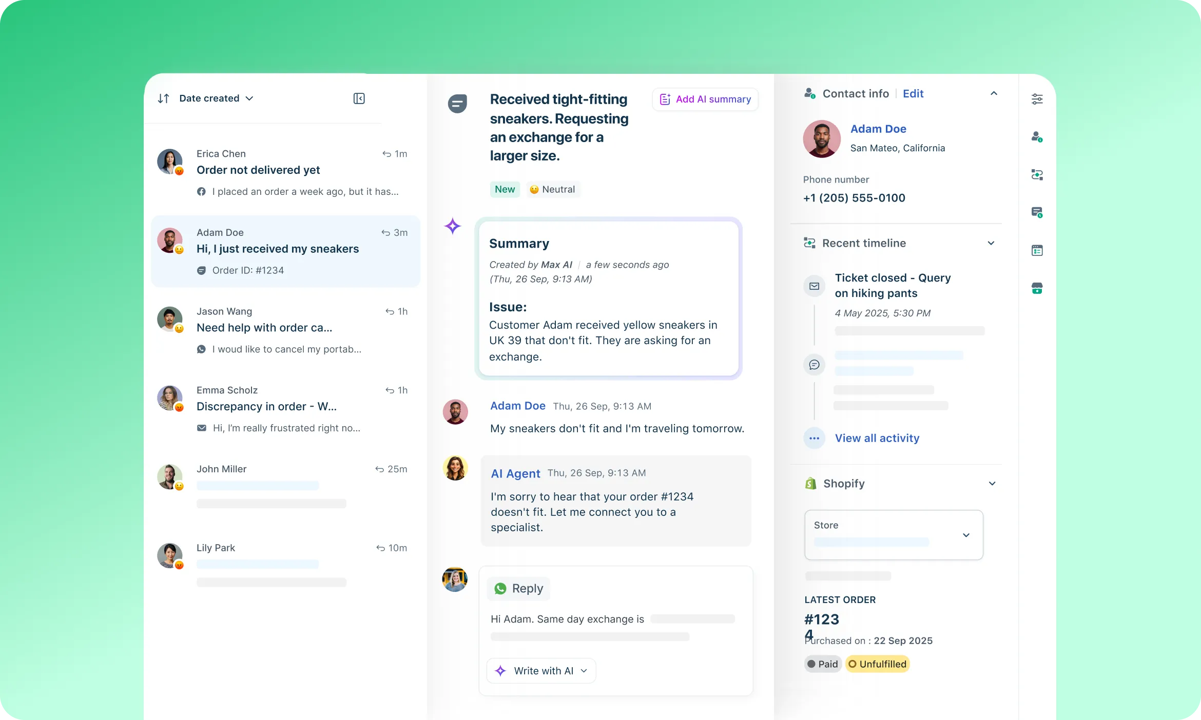 Captura de pantalla de la interfaz de usuario del producto de CSS