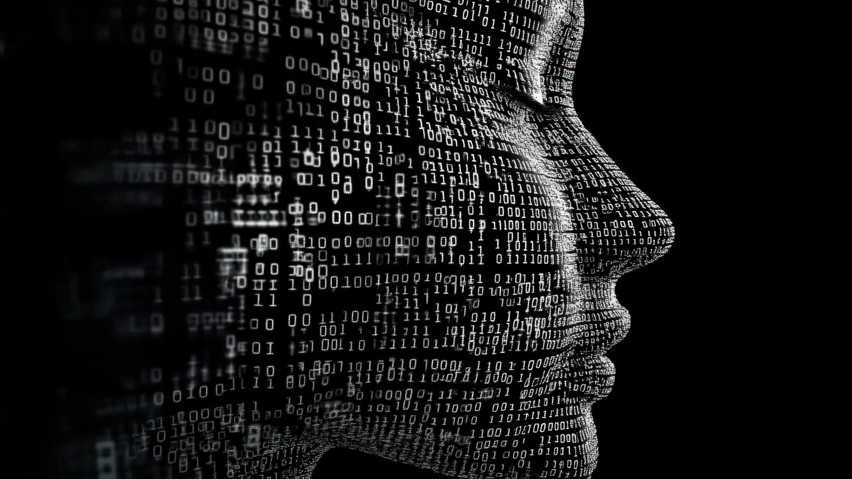 head in profile with data inside