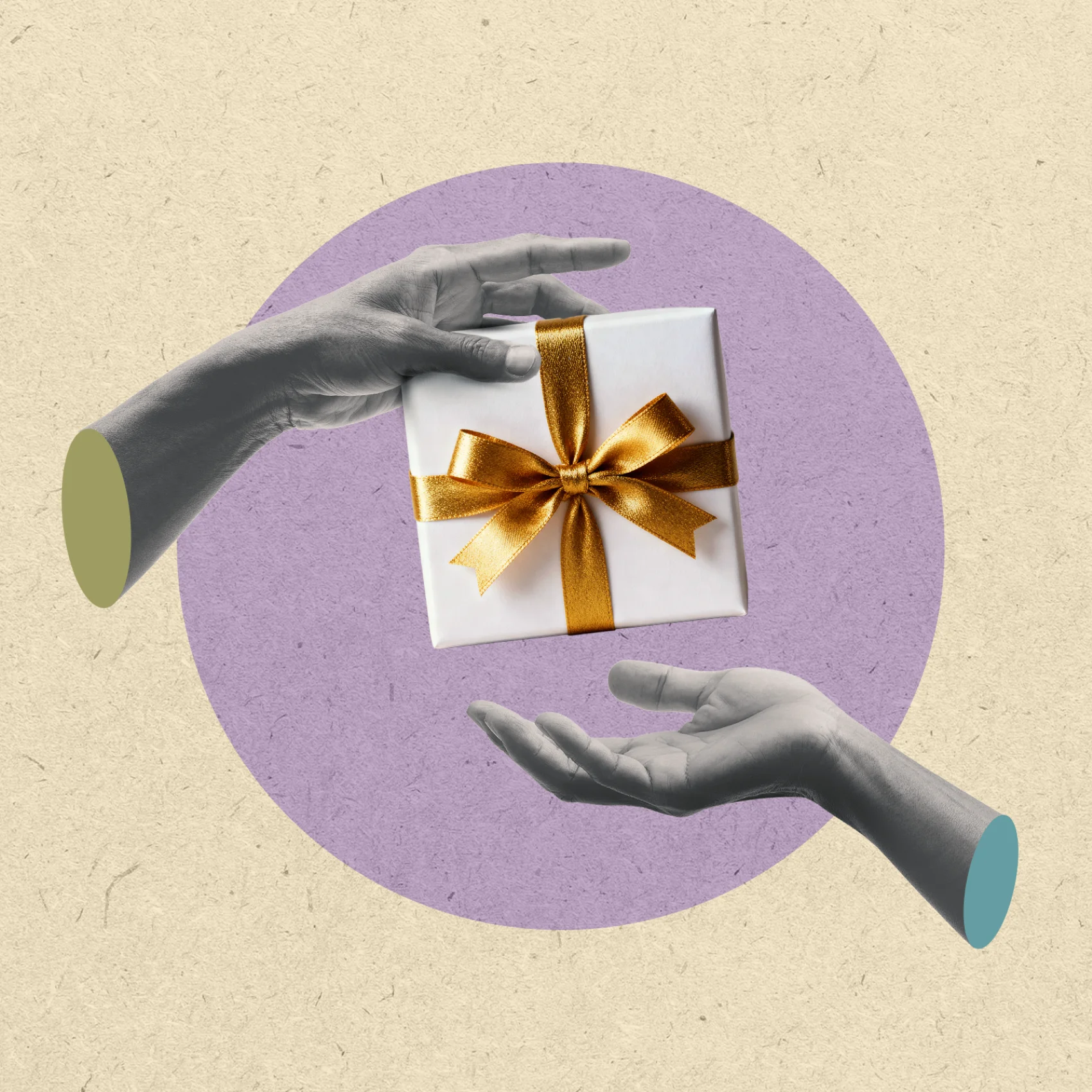 Illustration of two hands and a gift