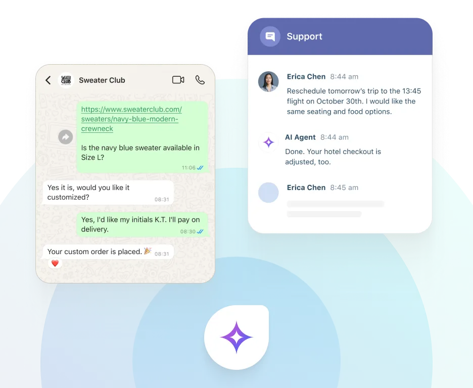 Launch AI agents in minutes interface mockup